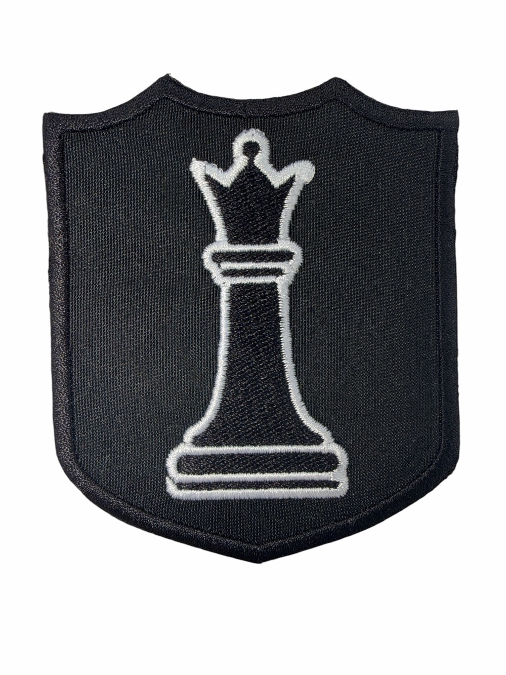 Black White Chess Queen Shield Embroidered Iron-On Patch